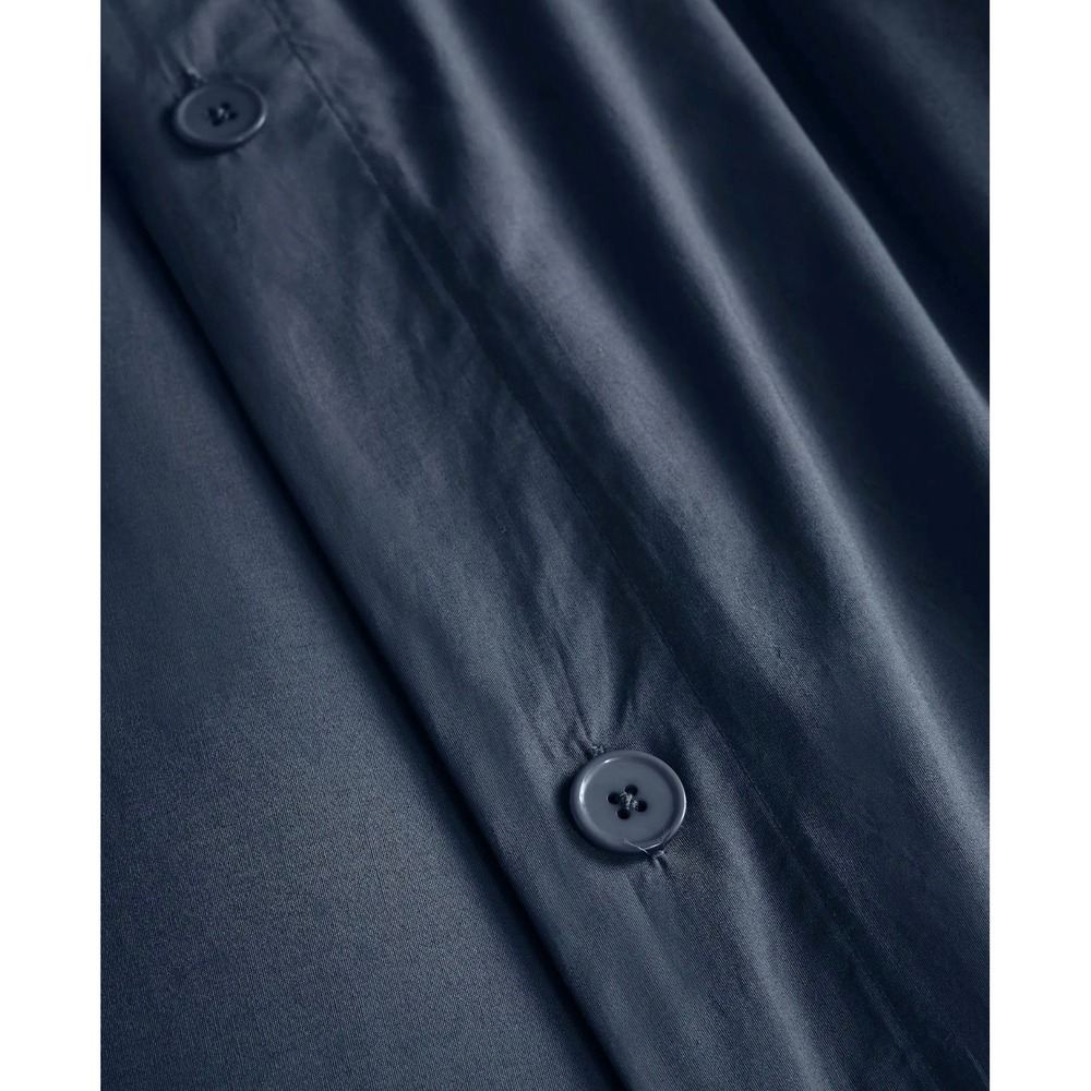 Quince Organic Cotton Percale Duvet Cover Set Full/Queen Navy - Picture 9 of 10